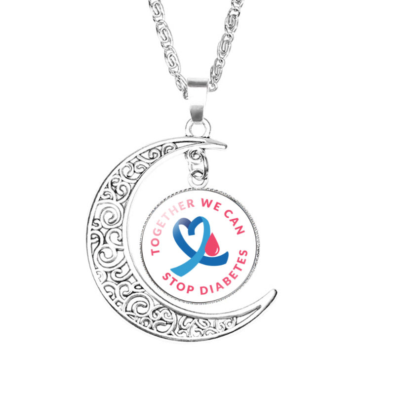 Wholesale Life Star Moon Necklace Medical Signs Diabetic Diabetes Warning Necklace